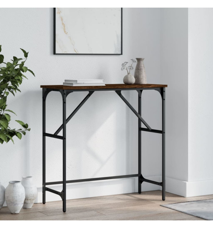 Table console chêne marron 75x32x75 cm bois d'ingénierie | Mobilier & Déco