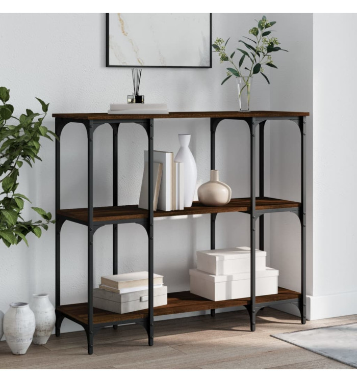 Table console chêne marron 102x35x90 cm bois d'ingénierie | Mobilier & Déco