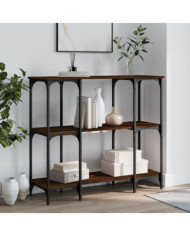 Table console chêne marron 102x35x90 cm bois d'ingénierie | Mobilier & Déco