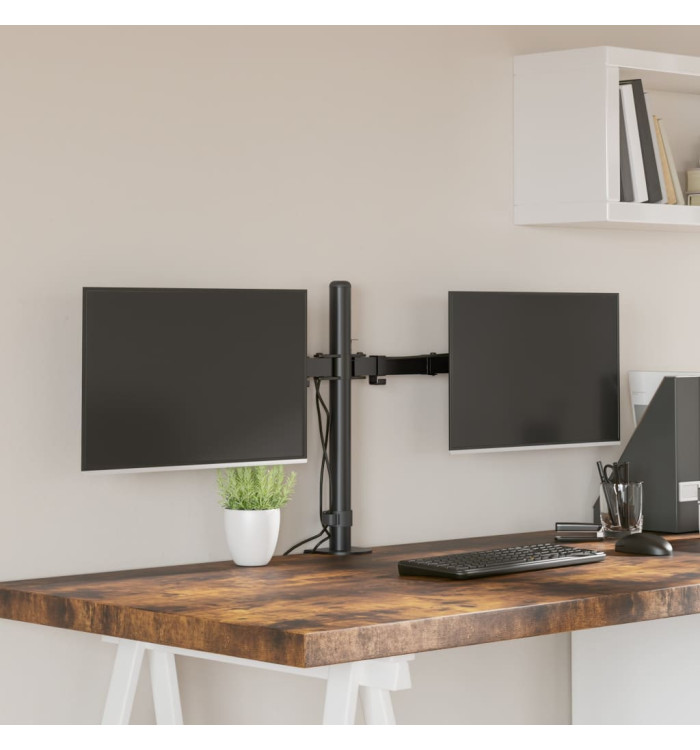 Support de moniteur double noir acier VESA 75/100 mm | Mobilier & Déco