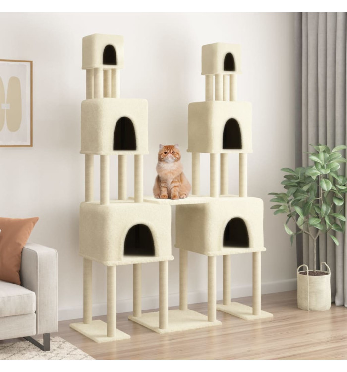 Arbre à chat avec griffoirs en sisal Crème 199 cm | Mobilier & Déco