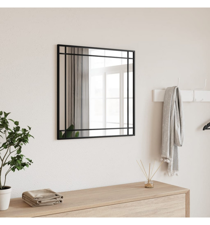 Miroir mural noir 50x50 cm carré fer | Mobilier & Déco