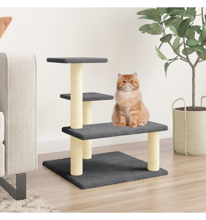 Arbre à chat avec griffoirs en sisal Gris foncé 61 cm | Mobilier & Déco