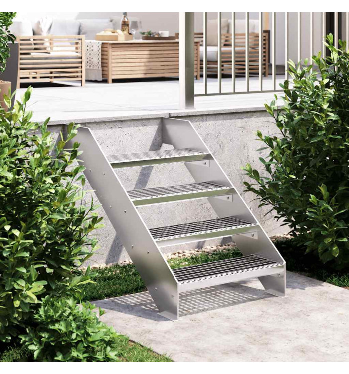 Escalier en caillebotis 60x24x7 cm acier galvanisé | Mobilier & Déco