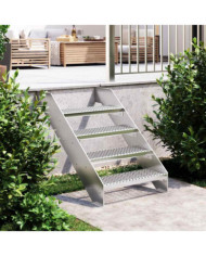 Escalier en caillebotis 60x24x7 cm acier galvanisé | Mobilier & Déco