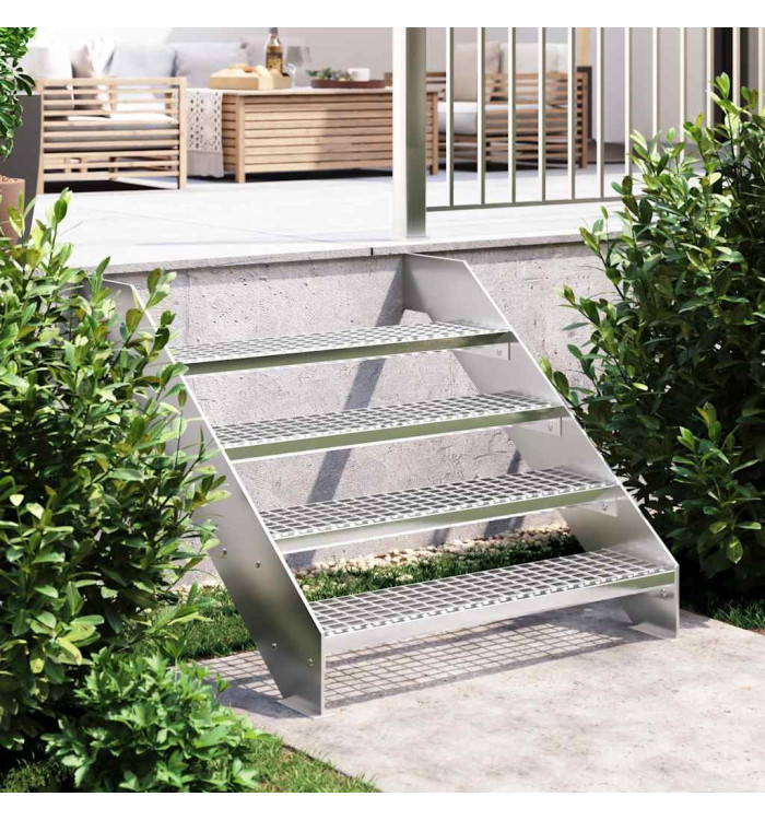 Escalier en caillebotis 90x24x7 cm acier galvanisé | Mobilier & Déco