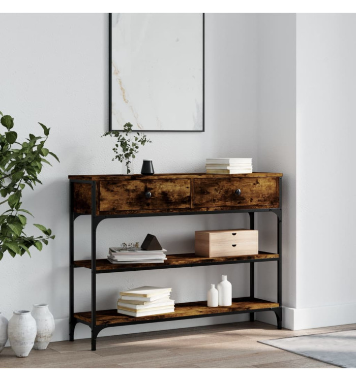 Table console chêne fumé 100x25x75 cm bois d'ingénierie | Mobilier & Déco