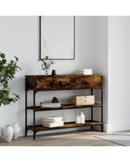 Table console chêne fumé 100x25x75 cm bois d'ingénierie | Mobilier & Déco