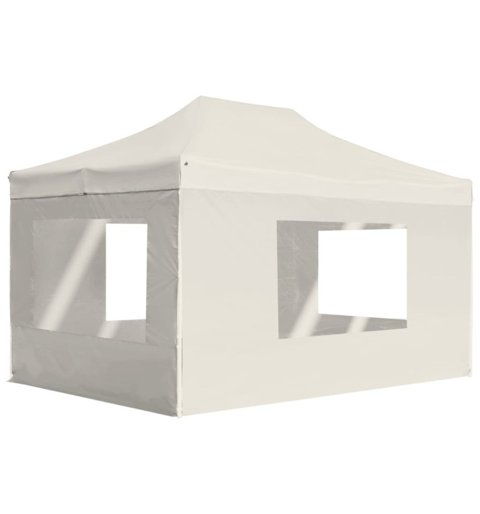 Tente de réception pliable avec parois Aluminium 4,5x3 m Crème | Mobilier & Déco