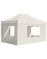 Tente de réception pliable avec parois Aluminium 4,5x3 m Crème | Mobilier & Déco