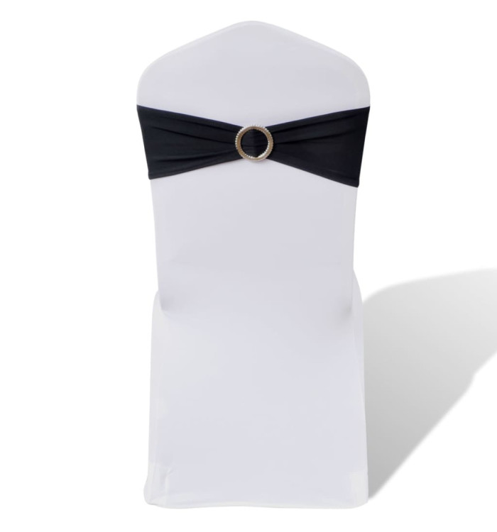 Ruban décoratif élastique avec boucle de chaise 25 pcs Noir | Mobilier & Déco