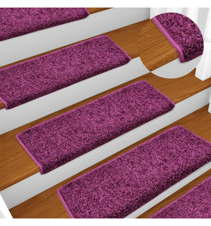 Tapis d'escalier 15 pcs 65x21x4 cm Violet | Mobilier & Déco
