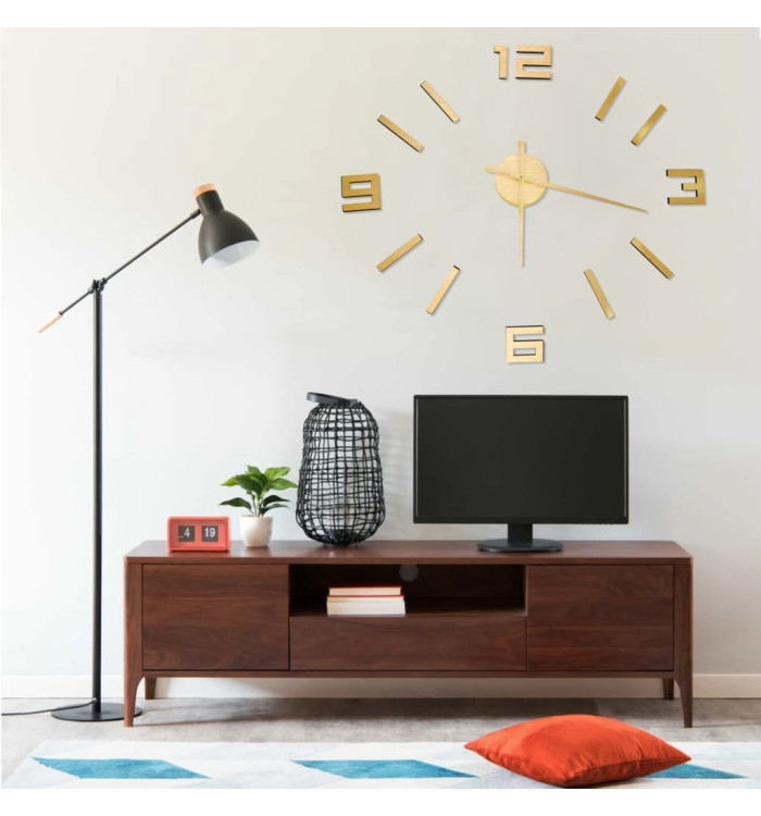 Horloge murale 3D Design moderne Doré 100 cm XXL | Mobilier & Déco
