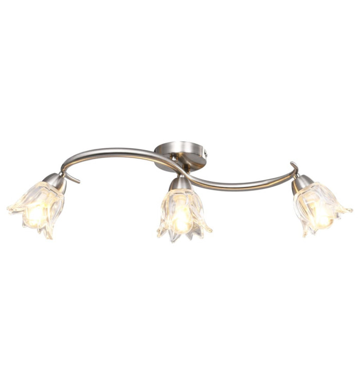Plafonnier et abat-jour verre transparent 3 ampoules E14 Tulipe | Mobilier & Déco