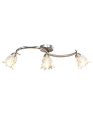 Plafonnier et abat-jour verre transparent 3 ampoules E14 Tulipe | Mobilier & Déco