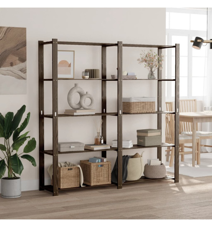 Support de rangement à 5 niveaux noir 170x38x170 cm bois pin | Mobilier & Déco