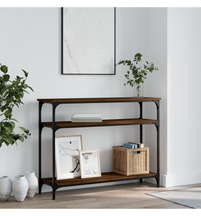 Table console chêne marron 100x29x75 cm bois d'ingénierie | Mobilier & Déco