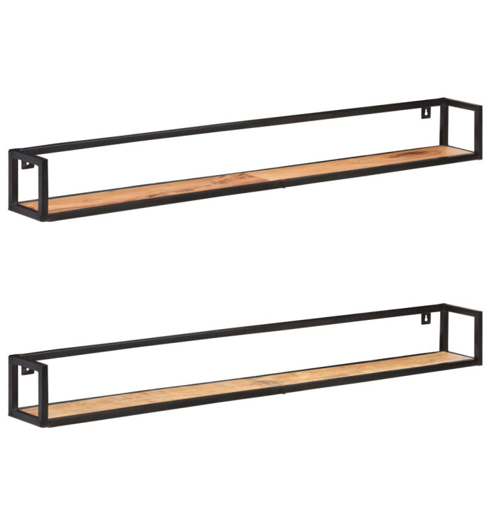 Étagères murales 2 pcs 160 cm Bois d'acacia massif | Mobilier & Déco