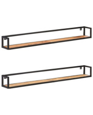Étagères murales 2 pcs 160 cm Bois d'acacia massif | Mobilier & Déco