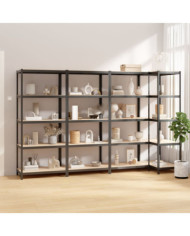 Étagères à 5 niveaux 4pcs Anthracite Acier et bois d'ingénierie | Mobilier & Déco