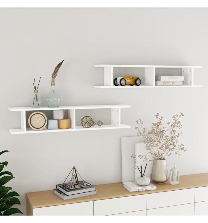 Étagères murales 2 pcs Blanc 105x18x20 cm bois d'ingénierie | Mobilier & Déco