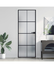 Porte intérieure mince noir 76x201,5 cm verre trempé aluminium | Mobilier & Déco