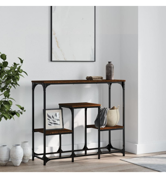 Table console chêne marron 89,5x28x76 cm bois d'ingénierie | Mobilier & Déco