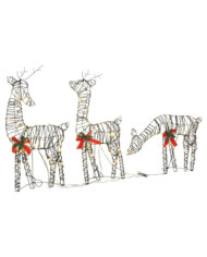 Décoration de Noël famille de rennes 90 LED blanc chaud rotin | Mobilier & Déco