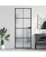 Porte intérieure mince noir 83x201,5 cm verre trempé aluminium | Mobilier & Déco