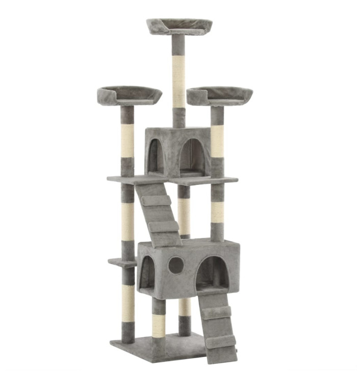 Arbre à chat avec griffoirs en sisal 170 cm Gris | Mobilier & Déco