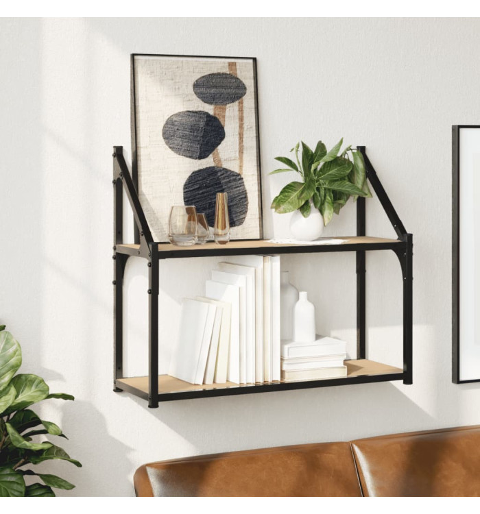 Étagère murale 2 niveaux chêne sonoma 60x21x51 cm | Mobilier & Déco