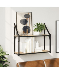 Étagère murale 2 niveaux chêne sonoma 60x21x51 cm | Mobilier & Déco