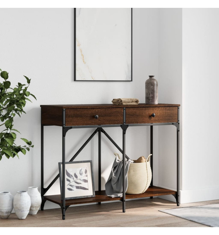 Table console chêne marron 100x39x78,5 cm bois d'ingénierie | Mobilier & Déco