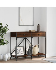 Table console chêne marron 100x39x78,5 cm bois d'ingénierie | Mobilier & Déco