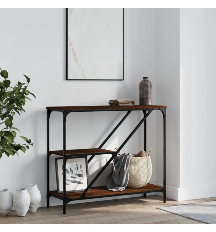 Table console chêne marron 88,5x30x75 cm bois d'ingénierie | Mobilier & Déco