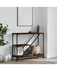 Table console chêne marron 88,5x30x75 cm bois d'ingénierie | Mobilier & Déco