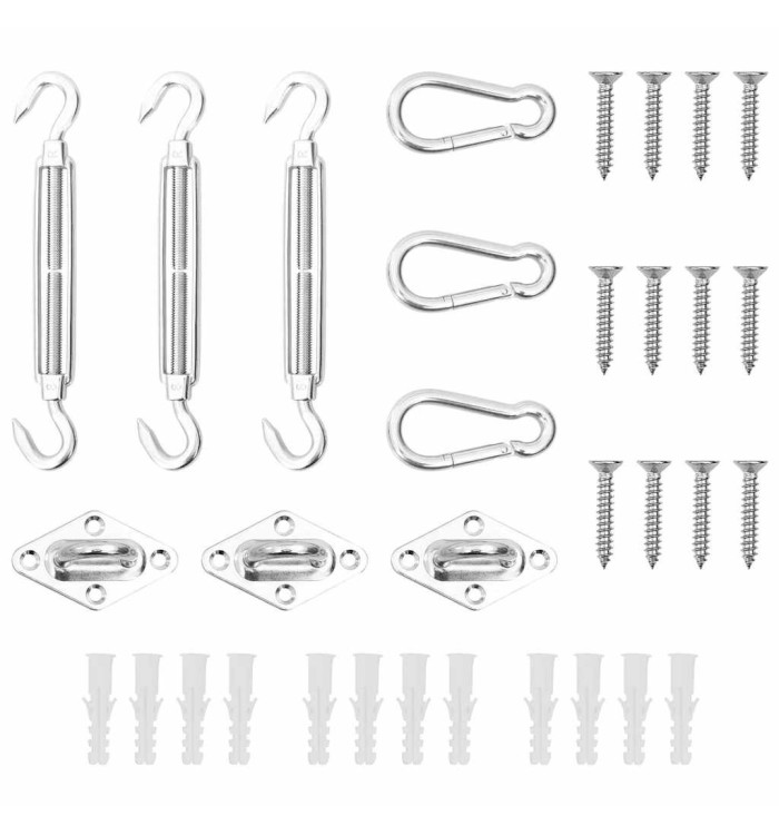 Jeu d'accessoires de voile d'ombrage 9 pcs Acier inoxydable | Mobilier & Déco