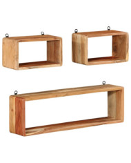 Ensemble d'étagères murales cube 3 pcs Bois d'acacia solide | Mobilier & Déco