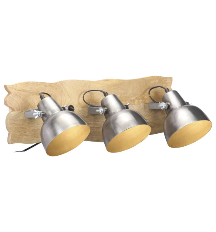 Lampe murale industrielle Argenté 68x23 cm E27 Bois de manguier | Mobilier & Déco