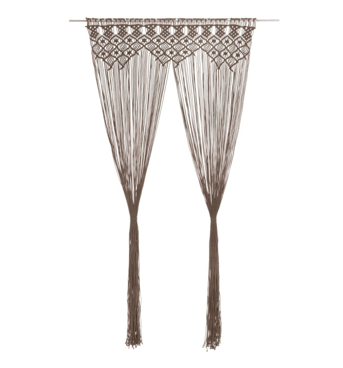 Rideau en macramé Taupe 140x240 cm Coton | Mobilier & Déco