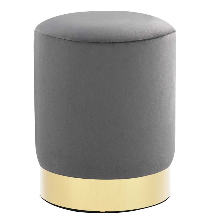 Tabouret Gris foncé et doré Velours | Mobilier & Déco