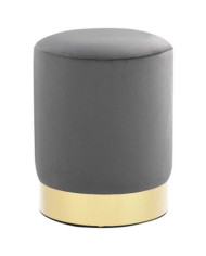 Tabouret Gris foncé et doré Velours | Mobilier & Déco