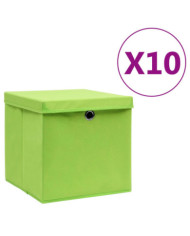 Boîtes de rangement avec couvercles 10 pcs 28x28x28 cm Vert | Mobilier & Déco