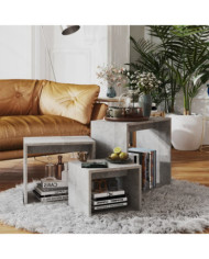 Tables gigognes 3 pcs Gris béton Aggloméré | Mobilier & Déco