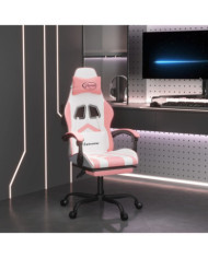 Chaise de jeu avec repose-pied Blanc et rose Similicuir | Mobilier & Déco