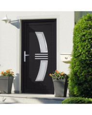 Porte d'entrée anthracite 98x208 cm PVC | Mobilier & Déco