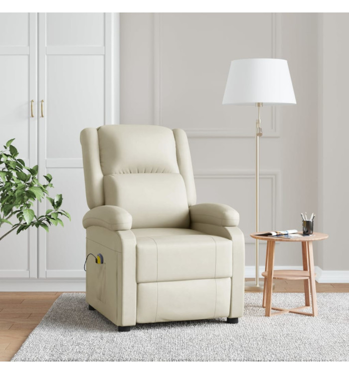 Fauteuil de massage blanc crème similicuir | Mobilier & Déco