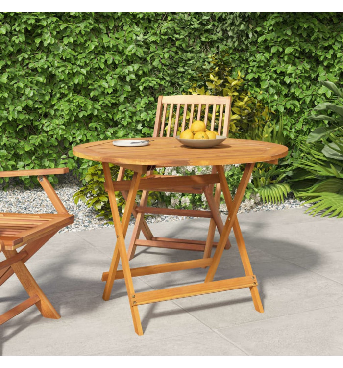Table pliable de jardin Ø 90x75 cm Bois d'acacia solide | Mobilier & Déco