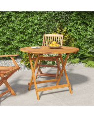 Table pliable de jardin Ø 90x75 cm Bois d'acacia solide | Mobilier & Déco