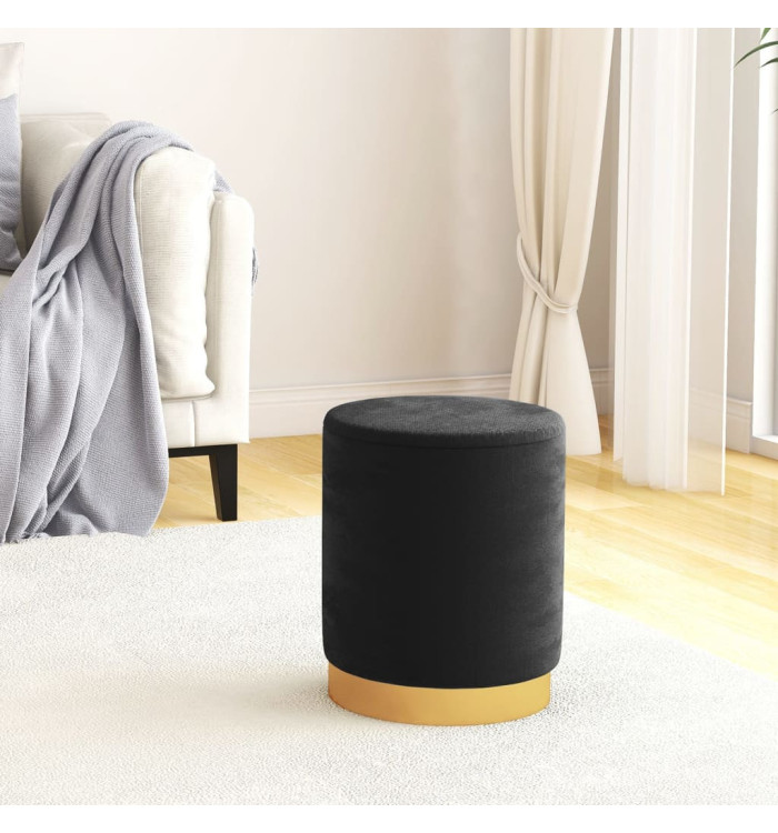 Tabouret de rangement rond Noir Velours | Mobilier & Déco